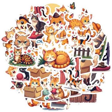 Imagem de 70 peças de adesivos de gatos animais faça-você-mesmo confortáveis para notebook, bagagem, copo de celular, faça você mesmo, telefone, guitarra, laptop, notebook, mala de viagem