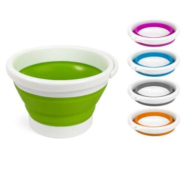 Imagem de Balde Retrátil Dobrável de Silicone, 10 Litros, Design Inovador, Material Leve e Prático, Sistema Expansível, 24x31cm, Cores Sortidas