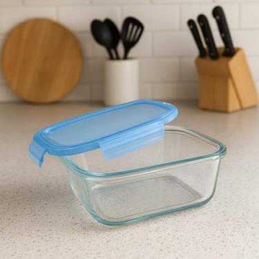 Imagem de Pote Retangular de Vidro Hermético para Armazenamento, 370ml, Transparente