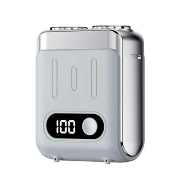 Imagem de MotiveTech Mini barbeador elétrico masculino, aparelho de barbear portátil e recarregável, ideal para presente de aniversário, viagens a negócios, uso doméstico, Branco