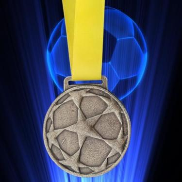 Imagem de Kit 10 Medalhas Para Futebol Premiação de Campeão Esporte liga dos Campeões 55mm Com Fita Dourado