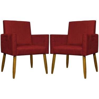 Imagem de Kit 2 Poltronas Decorativas Mari Suede Pé Palito - Vermelho Suede