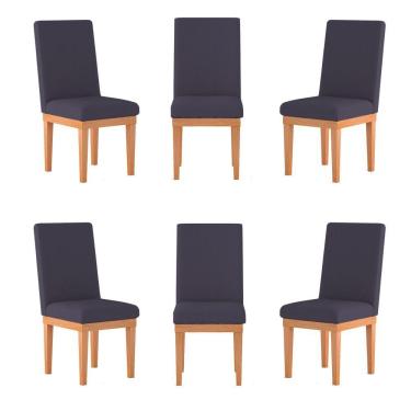 Imagem de Kit 6 Cadeiras Estofadas Para Mesa De Jantar cinza