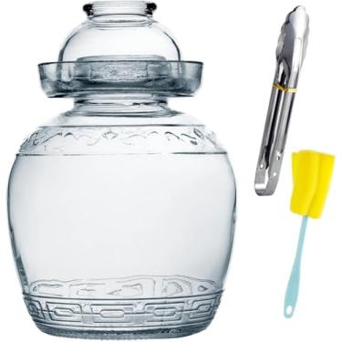 Imagem de Anjetan Frasco de decapagem, frasco de fermentação selado com tampa de ar de vedação de água, vaso de fermentação tradicional chinês, 2,5 g panela de picles de grande capacidade para decapagem chucrute Kimchi