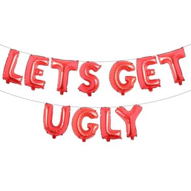 Imagem de Lets Get Ugly Balloons, suéter feio decoração de festa, artigos de decoração de festa de Feliz Natal balões (LETS GET UGLY Red)