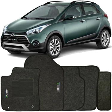 Imagem de Tapete Carpete Hb20X 2013 à 2019 Grafite Logo Bordado Jogo 5 Peças Personalizado Automotivo