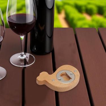 Imagem de Generic 1 Abridor de garrafas de madeira de faia magnético de baleia ímã de madeira marrom claro 8,7 x 7 x 1,3 cm