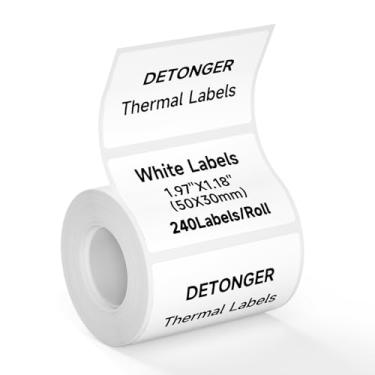 Imagem de DETONGER Etiquetas térmicas autoadesivas de papel adesivo para impressoras térmicas de 5 cm, ideal para etiqueta doméstica/escritório/pequenas empresas/código de barras/organização Use 1,97" x 1,18