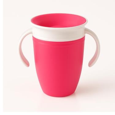Imagem de Copo de Treinamento Infantil 360° Antivazamento, Rosa e Branco, Com Alças Ergonômicas, Material Livre de BPA, 200ml, Para Bebês a Partir de 6 Meses