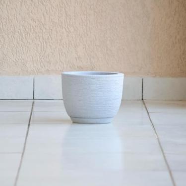 Imagem de Vaso de Planta Decorativo Bojo Redondo 20x25 com Prato Luxo Centro Mesa Bancada em Polietileno (Cinza)