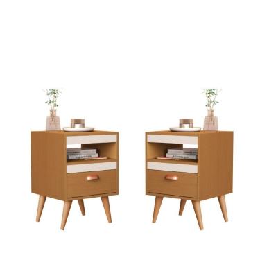 Imagem de Kit Mesa Cabeceira 2 Unidades Erba Ype Off White