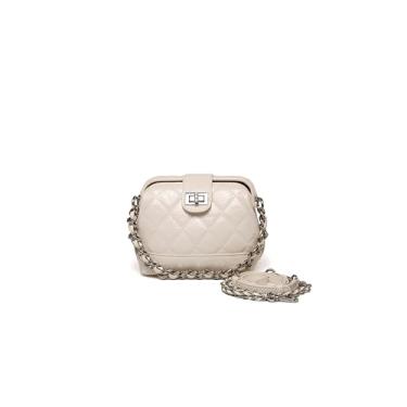 Imagem de Bolsa de ombro feminina moderna com estampa de ponto de diamante, leve e espaçosa para transporte diário, Branco, Small, Bolsa quadrada pequena transversal