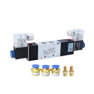 Imagem de 1 peça 4V330C-10 4V330E-10 4V330P-10 Controle duplo 5 vias 3 posições Power down hold válvula solenoide direcional pneumática (apenas 4V330E-10, DC24V)