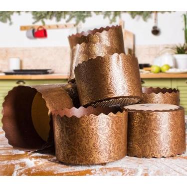 Imagem de Molde Paska para pão de páscoa | pacote com 12 425 g | Molde de papel para pão de Páscoa Kulich - Molde de papel panetone molde de pascha grande - Forma panetone marrom Panetone L 5 x A 8,5 cm Molde