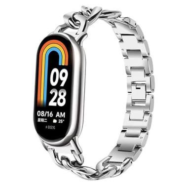 Imagem de Pulseira para relógio Xiaomi Smart Band 10/9/8 xDfind corrente jeans de linha única de aço inoxidável (prata)
