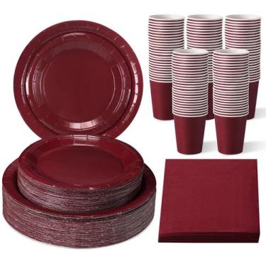 Imagem de Conjunto de pratos de papel descartáveis Tioncy, 200 unidades, cor de 