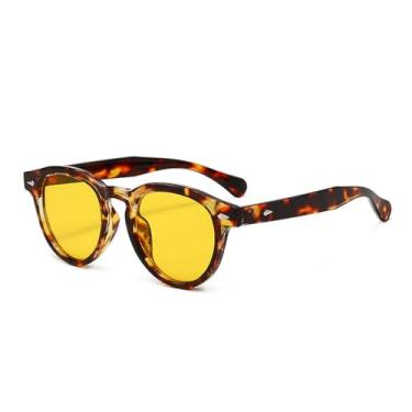 Imagem de Óculos de Sol Ovais Femininos com Rebites, Estilo Punk Masculino, Transparentes, em Cores Vibrantes, Proteção UV400, Ideais para Esportes ao Ar Livre, Corrida e Ciclismo, Cor Amarelo Leopardo