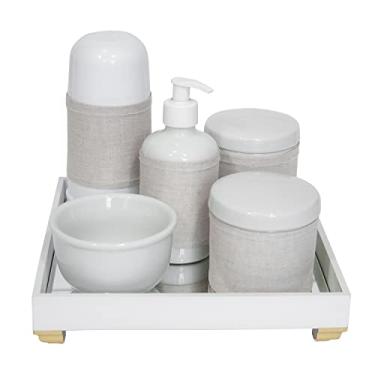 Imagem de Potinho de Mel Kit Higiene Espelho Completo Porcelanas, Garrafa Pequena e Capa Dourado