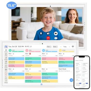 Imagem de Agenda de calendário eletrônico, tela sensível ao toque de parede com chamada de vídeo controlada por aplicativo móvel, recursos de carrossel de imagens e galeria, calendário de parede digital para