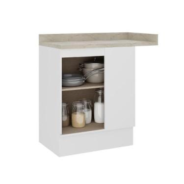 Imagem de Balcão De Canto Mdf Milla 1 Porta Branco 94cm Carraro - MÓVEIS CARRARO