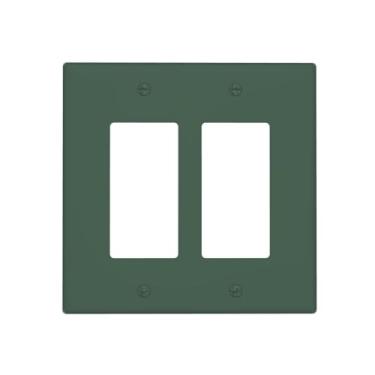 Imagem de WUYOCHA Capas decorativas verde escuro para interruptor de luz de 2 gangues placas de parede com balancim duplo para tomadas elétricas, capas de placa de interruptor para quarto, cozinha, decoração de