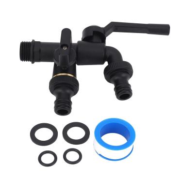 Imagem de Garosa Torneira Dupla para Exterior, Torneira de água Montada na Parede para Jardim, Saída Dupla, Válvulas de Esfera de Latão de 3 4 Polegadas, Torneira Externa para Mangueira de