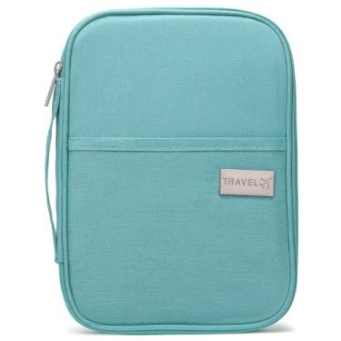 Imagem de LEEXTON Porta-carteira para passaporte familiar, impermeável, multifuncional, organizador de documentos de viagem para homens e mulheres, Azul claro