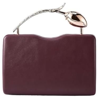 Imagem de louceko Bolsa de mão exclusiva de couro PU Love Rose Handle Bolsa de casamento para noite Bolsa de mão formal para mulheres presente de dia dos namorados, Borgonha
