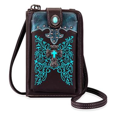 Imagem de Montana West Bolsa tiracolo feminina Western pequena para celular, Alex Vines Coffee, Small
