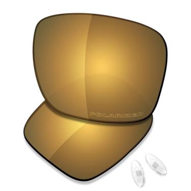 Imagem de SAUCER Lentes de reposição premium e protetores de nariz para óculos de sol Oakley Holbrook Ti OO6048 de alta definição - Bronze dourado polarizado