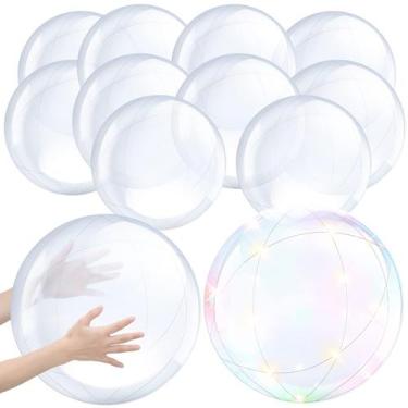 Imagem de Bola de praia transparente inflável Hungdao 16cm e 20cm (12 unidades)