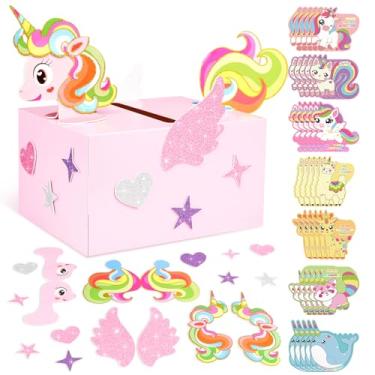 Imagem de LANLISA Caixa de Dia dos Namorados e Cartões para Crianças Sala de Aula Troca Escolar, Presentes de Dia dos Namorados para Lembranças de Festa em Sala de Aula - 1 Caixa de Correio, 36 Cartões de