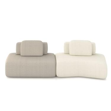 Imagem de Sofá Ilha Sala de Estar Dakota 2 Módulos 316cm Encostos Almofadas Soltas Bouclê Bege/OffWhite G33 - Gran Belo