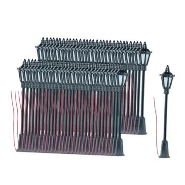 Imagem de Amagogo Poste de luz externo em escala 1/87, modelo de mini poste de rua, luminária para maquete ferroviária em escala HO, para artesanato, 60 Peças
