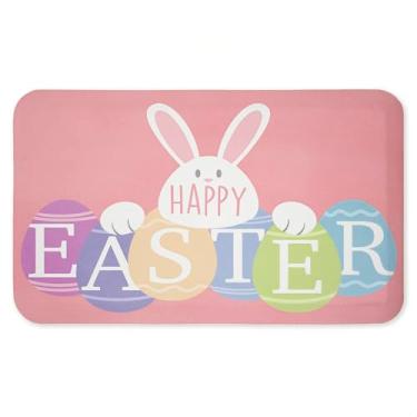 Imagem de Tapete antifadiga Happy Easter Bright Eggs, tapete ergonômico acolchoado para cozinha e pé com suporte antiderrapante, tapete confortável ecológico, design por Marcus Prime, 76 cm x 45 cm