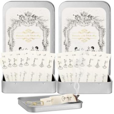 Imagem de Swiffen Pacote com 2 kits de incenso de papel, 96 peças lavanda com sálvia branca, queimando papéis de incenso com 2 caixas e clipes de lata vintage, eliminando banheiro, cozinha, odores de animais de