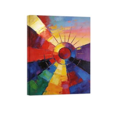 Imagem de Impressões abstratas em tela-Quadro texturizado para parede-Colorido-Pintura moderna para sala de estar 40x50cm Tela Embrulhada