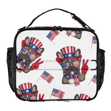 Imagem de Joisal Lancheira com desenho animado de cães buldogues franceses para mulheres, meninas, lancheira masculina e infantil, lancheira para trabalho, bolsa térmica para alimentos portátil para adultos