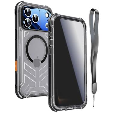 Imagem de Haireca Capa à prova d'água para iPhone 17 Pro Max, com privacidade integrada [tela anti-espião] [controle de câmera] [cordão], apta para capa de telefone IP68 de corpo inteiro resistente Magsafe