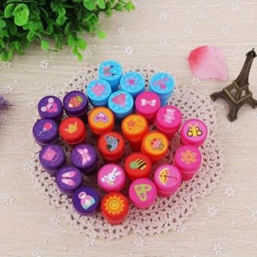Imagem de 26 peças/conjunto de carimbos redondos multicoloridos, divertidos, fofos, para crianças, álbuns de recortes, desenhos animados, brinquedo de recompensa (princesa)