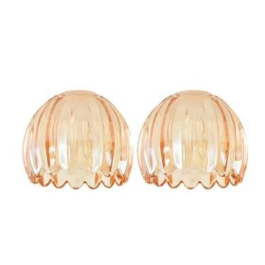 Imagem de Abajur de tulipa amarela de vidro, abajures de flores pequenas, mini abajur de substituição para luminária de chão, candeeiro de parede, candeeiro de parede, decoração de lustre (amarelo-2)