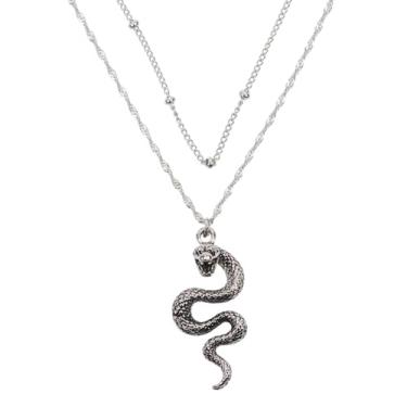 Imagem de SENFAI Gothic Jewelry Brincos masculinos de aço inoxidável com pingente de cobra Viper, Small, Metal, Sem Pedra Preciosa