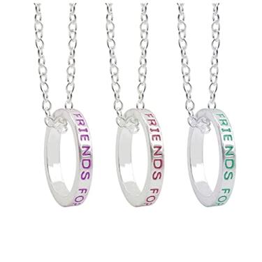Imagem de BFF Melhores Amigos Colar Anéis para Mulheres Homens Letra Inicial Melhor Amigo Para Sempre Amor Coração Conjunto de Joias 2 3 Gradução, Metal, Sem Pedra Preciosa