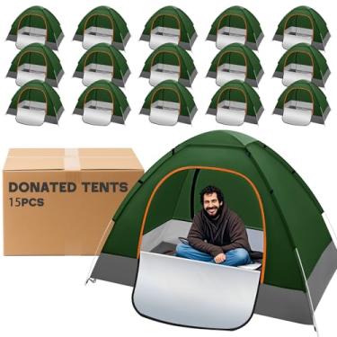 Imagem de Wowangce 15 peças de barracas de acampamento para sem-teto a granel suprimentos de mochila para 2 pessoas pop-up adulto impermeável instantânea fácil configuração tenda para caminhadas, ao ar livre