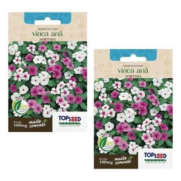 Imagem de 2x Sementes Vinca Anã Sortida Mix De Cores Para Vaso Jardins - Topseed