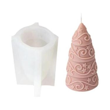 Imagem de Molde De Silicone Para Vela De Árvore De Natal Com Padrão De Estrela D