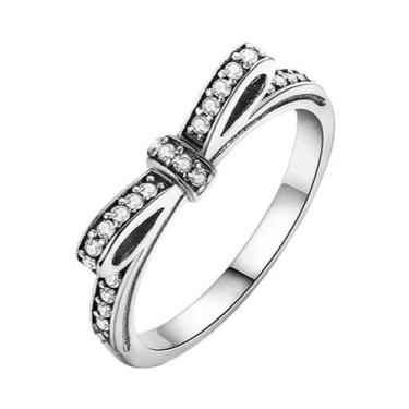 Imagem de 925 prata esterlina safira arco flor tamanho 6 7 8 9 anel de casamento