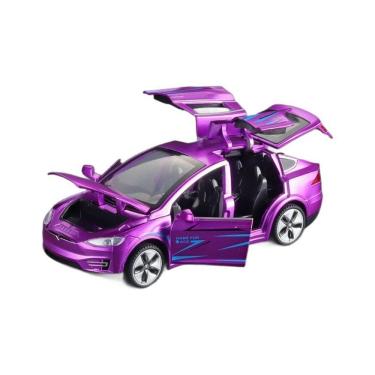Imagem de Carro fundido sob pressão Tesla Model X em escala 1:32 com som e roxo claro