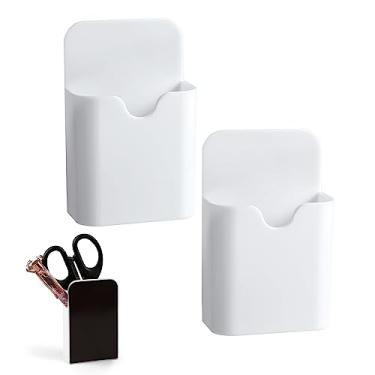 Imagem de 2 suportes magnéticos para canetas, porta-lápis, tamanho P, suporte magnético portátil para canetas, organizador de casa, escola, material de escritório para geladeira, quadro branco e armário de