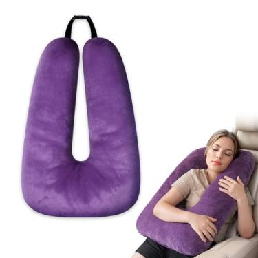 Imagem de Atablyn Travesseiros de viagem para assento traseiro de carro, almofada de viagem em forma de U, almofada de carro para família, avião dormindo, adultos e crianças, suporte de cabeça, pescoço e corpo